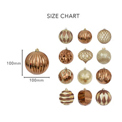 12-pc Gold and Bronze Ball Shatterproof Christmas Ornaments