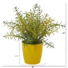 12” Rosemary Artificial Plant in Yellow Planter (Set of 2)