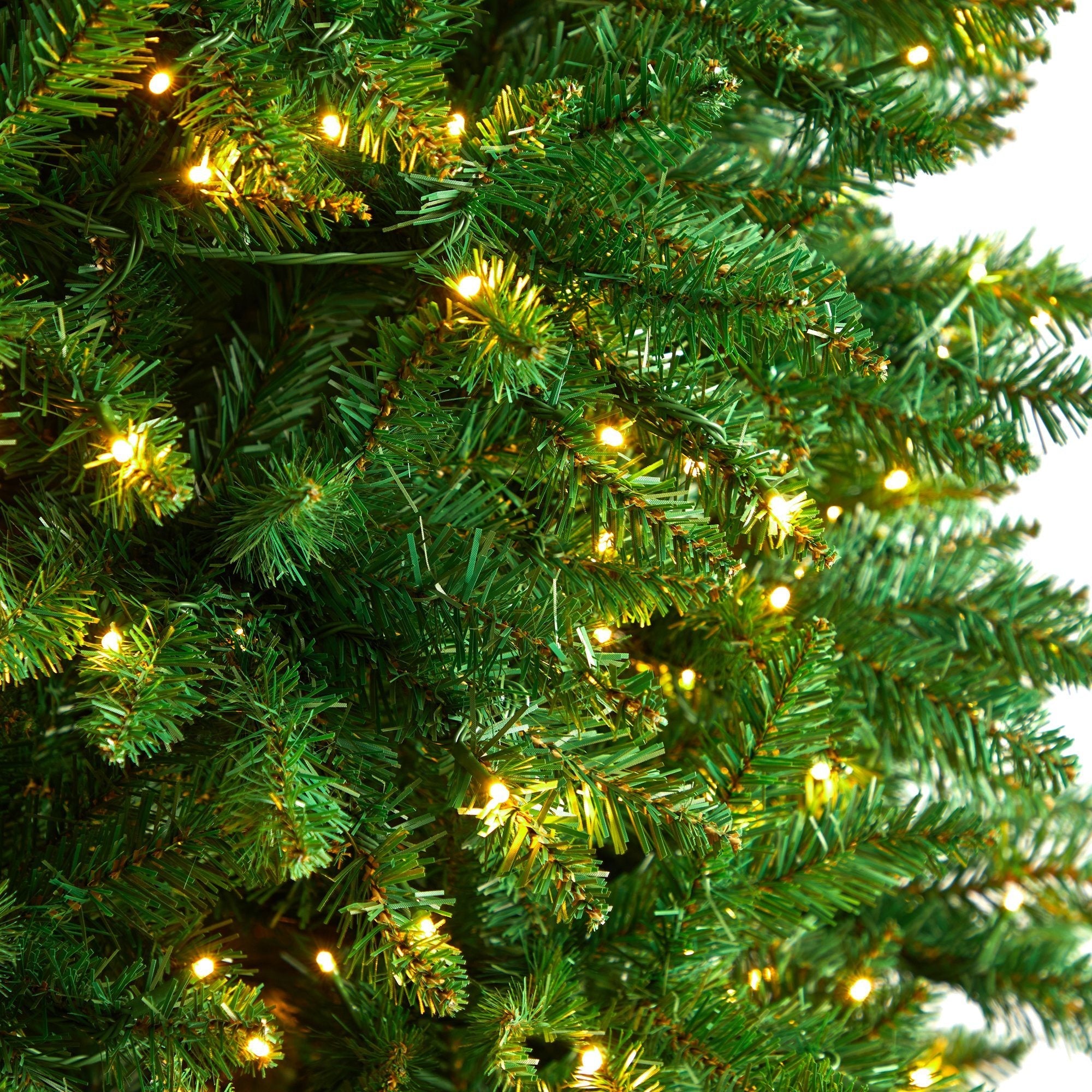 12' Slim Green Mountain Pine Artificial Christmas Tree with 1100 Clear LED Lights and 3235 Tips