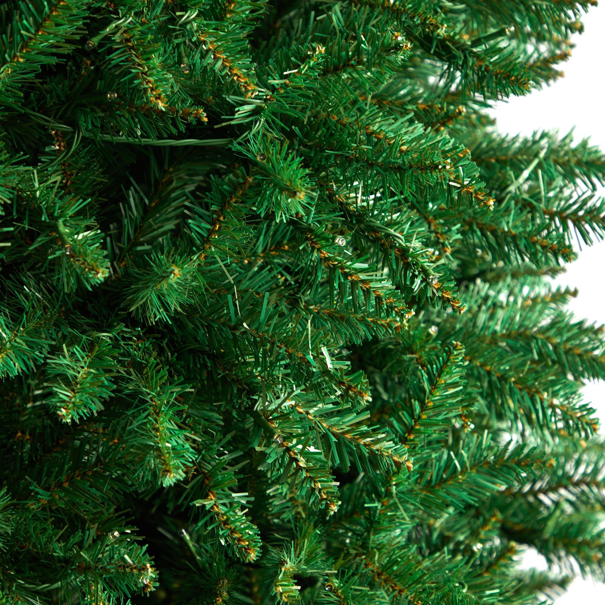 12' Slim Green Mountain Pine Artificial Christmas Tree with 1100 Clear LED Lights and 3235 Tips