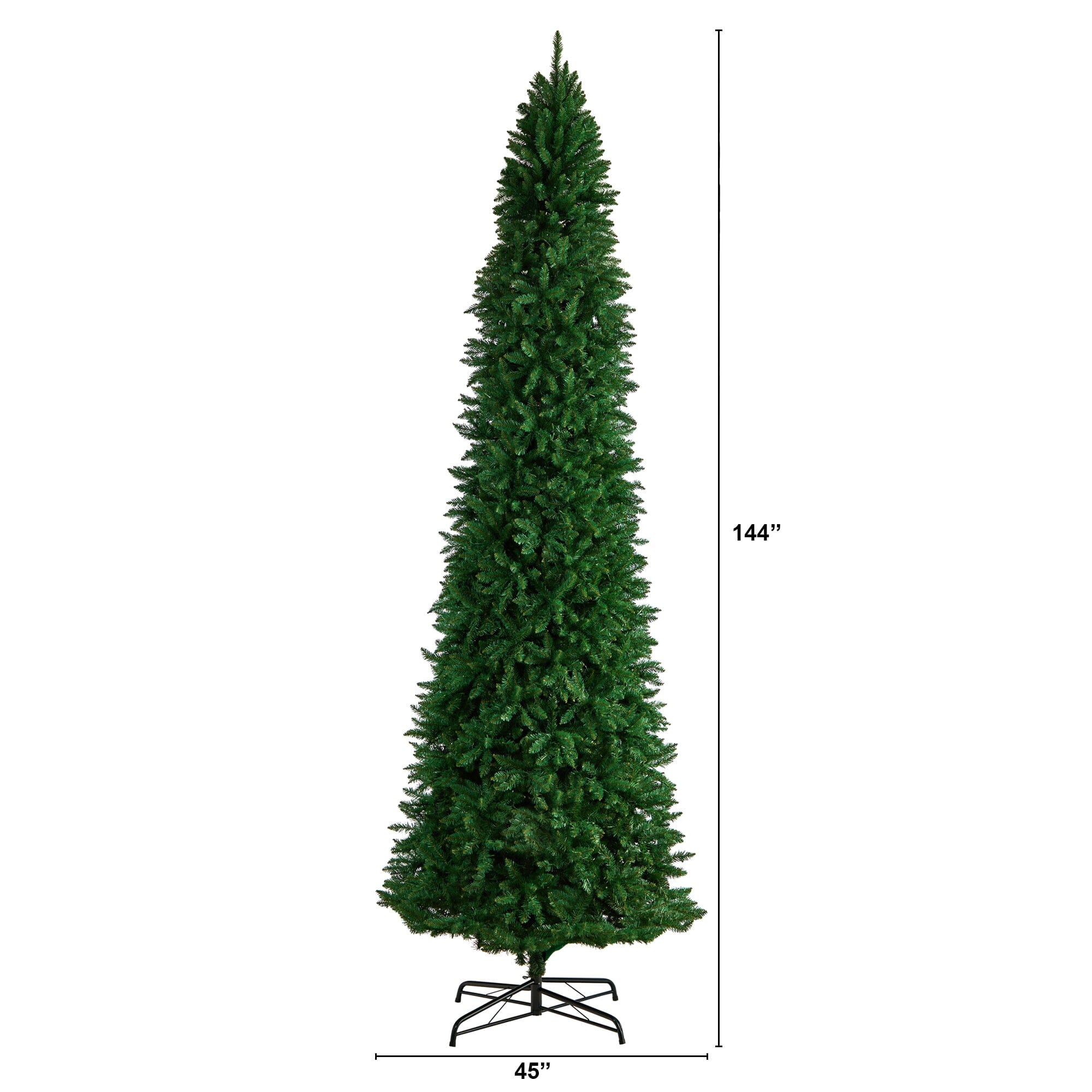12' Slim Green Mountain Pine Artificial Christmas Tree with 3235 Bendable Branches