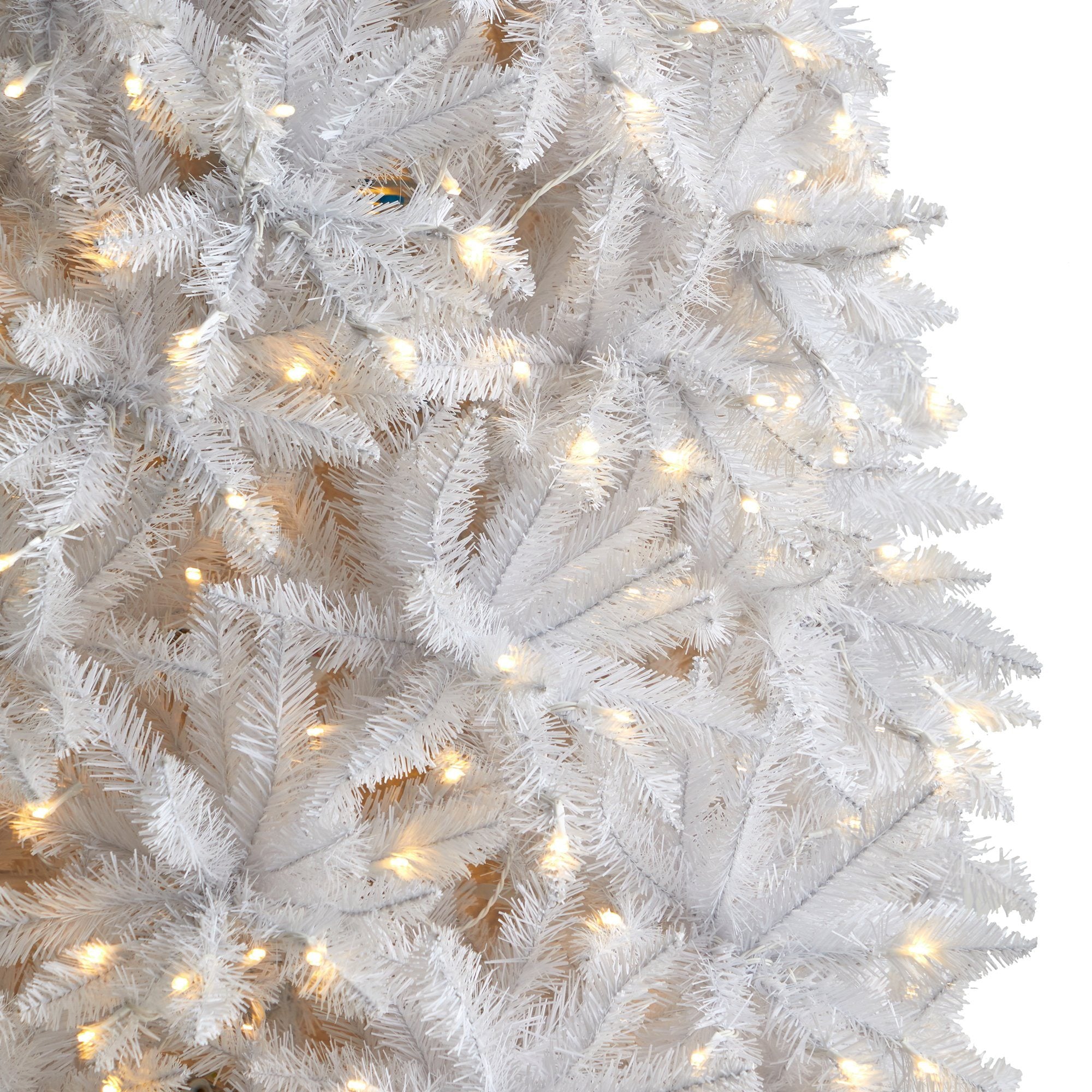 12' Slim White Artificial Christmas Tree with 1100 Warm White LED Lights and 3235 Bendable Branches