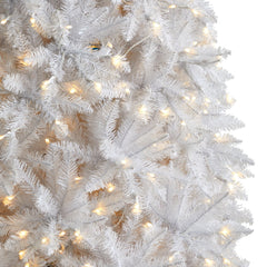 12' Slim White Artificial Christmas Tree with 1100 Warm White LED Lights and 3235 Bendable Branches