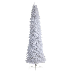 12' Slim White Artificial Christmas Tree with 3235 Bendable Branches