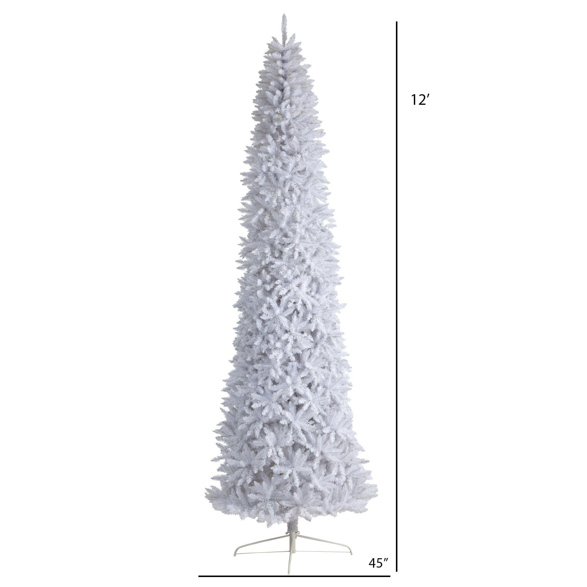 12' Slim White Artificial Christmas Tree with 3235 Bendable Branches