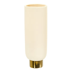 12.75” Elegance Ceramic Cylinder Vase with Gold Accents