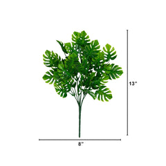 13” Artificial Mini Monstera Bush - Set of 6