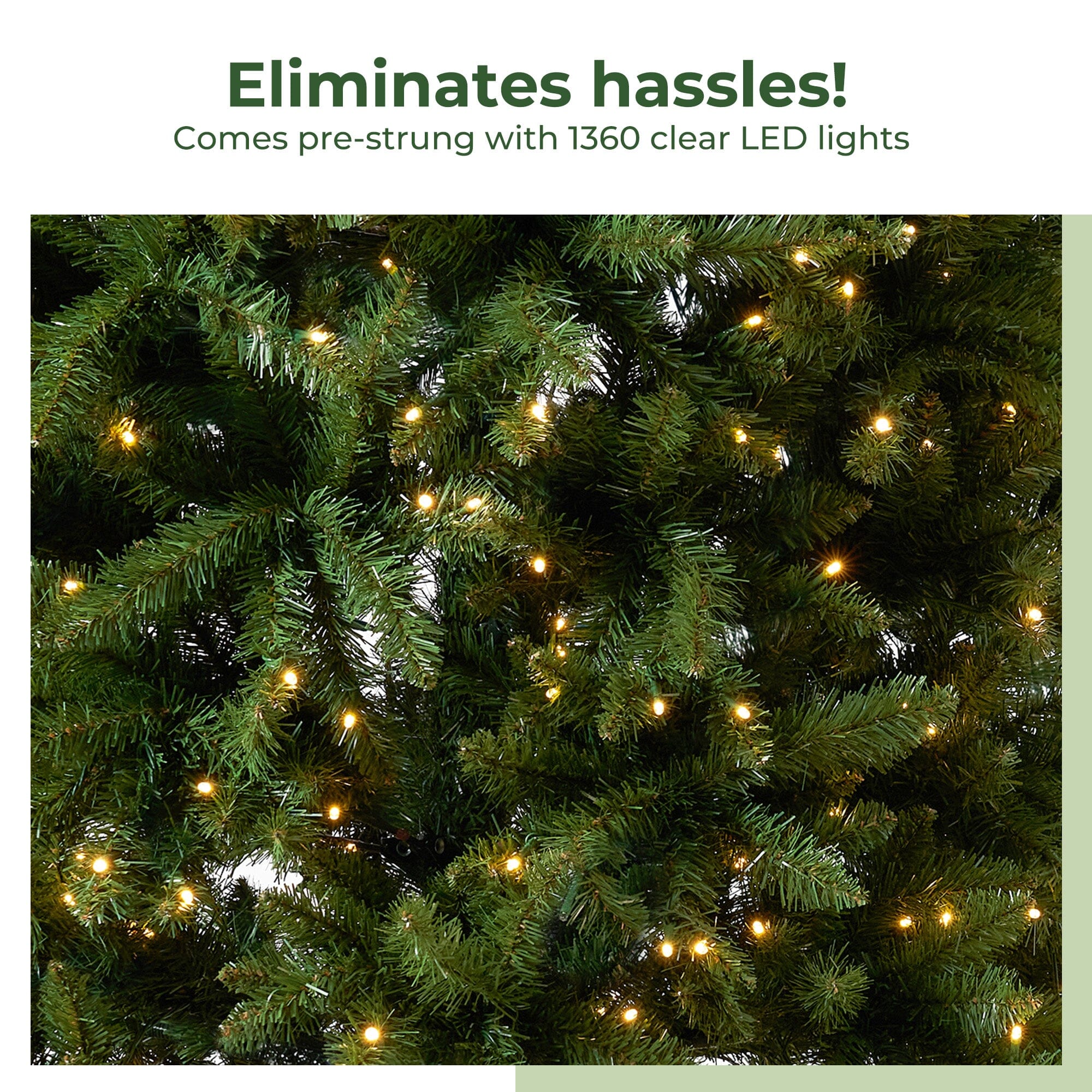 13' Artificial Slim Green Mountain Pine Christmas Tree with 1360 Warm White LED Lights and 3924 Bendable Branches