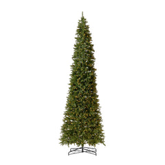 13' Artificial Slim Green Mountain Pine Christmas Tree with 1360 Warm White LED Lights and 3924 Bendable Branches