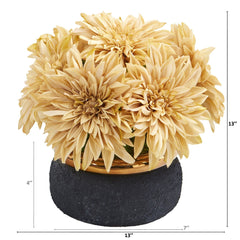 13” Dahlia Artificial Arrangement in Stoneware Vase