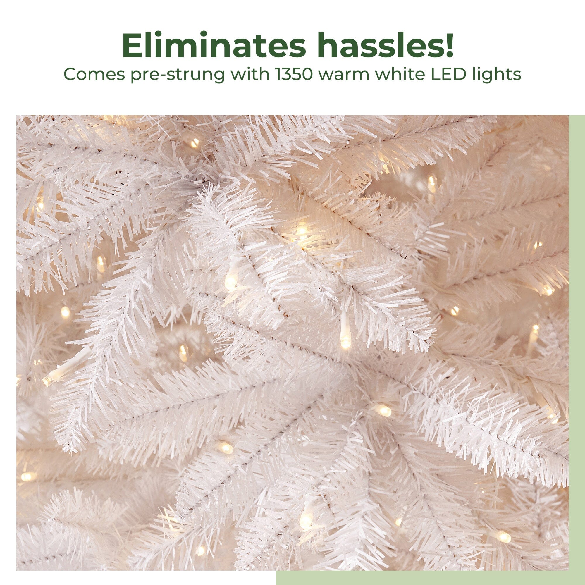 13' Slim White Artificial Christmas Tree with 1350 Warm White LED Lights and 3924 Bendable Branches