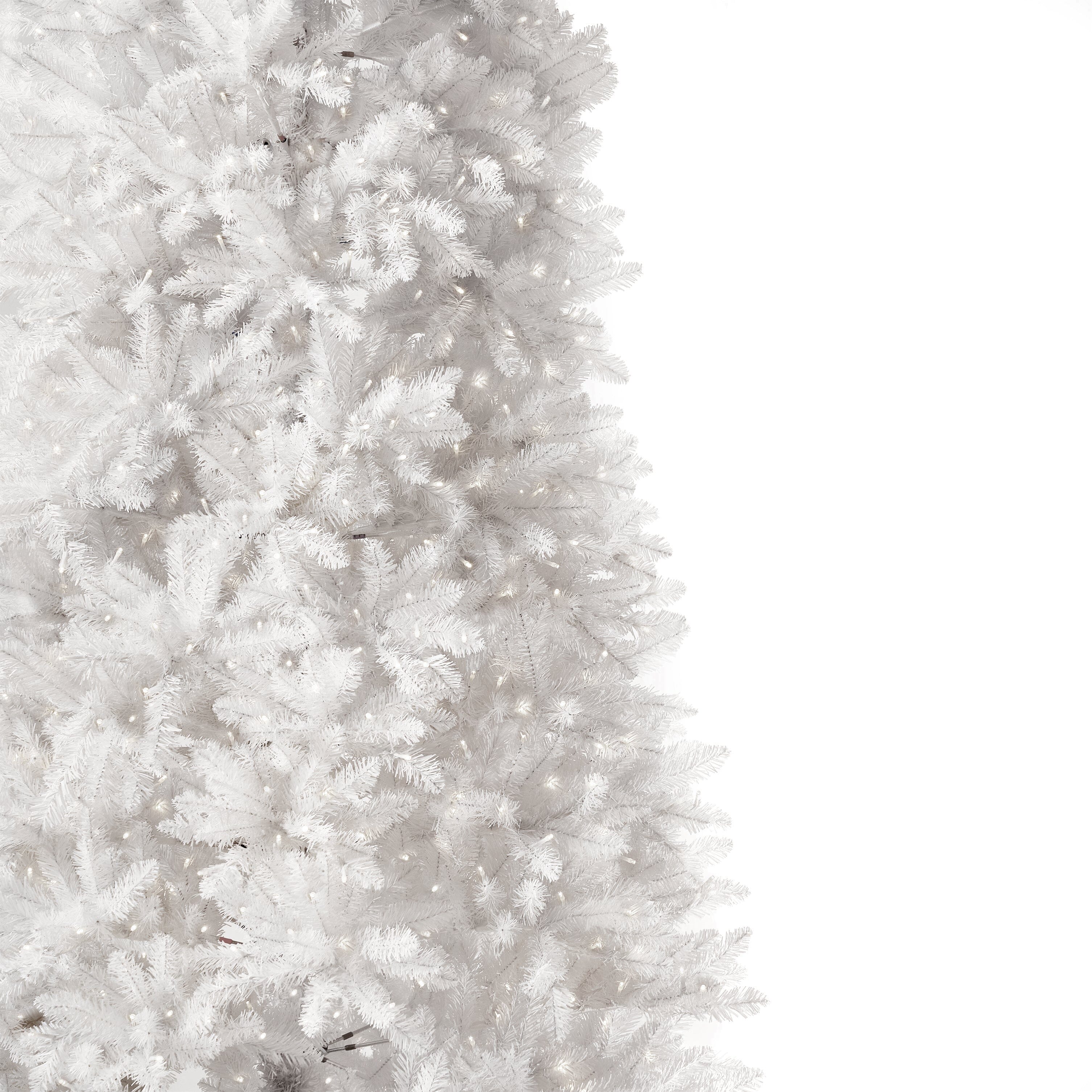 13' Slim White Artificial Christmas Tree with 1350 Warm White LED Lights and 3924 Bendable Branches