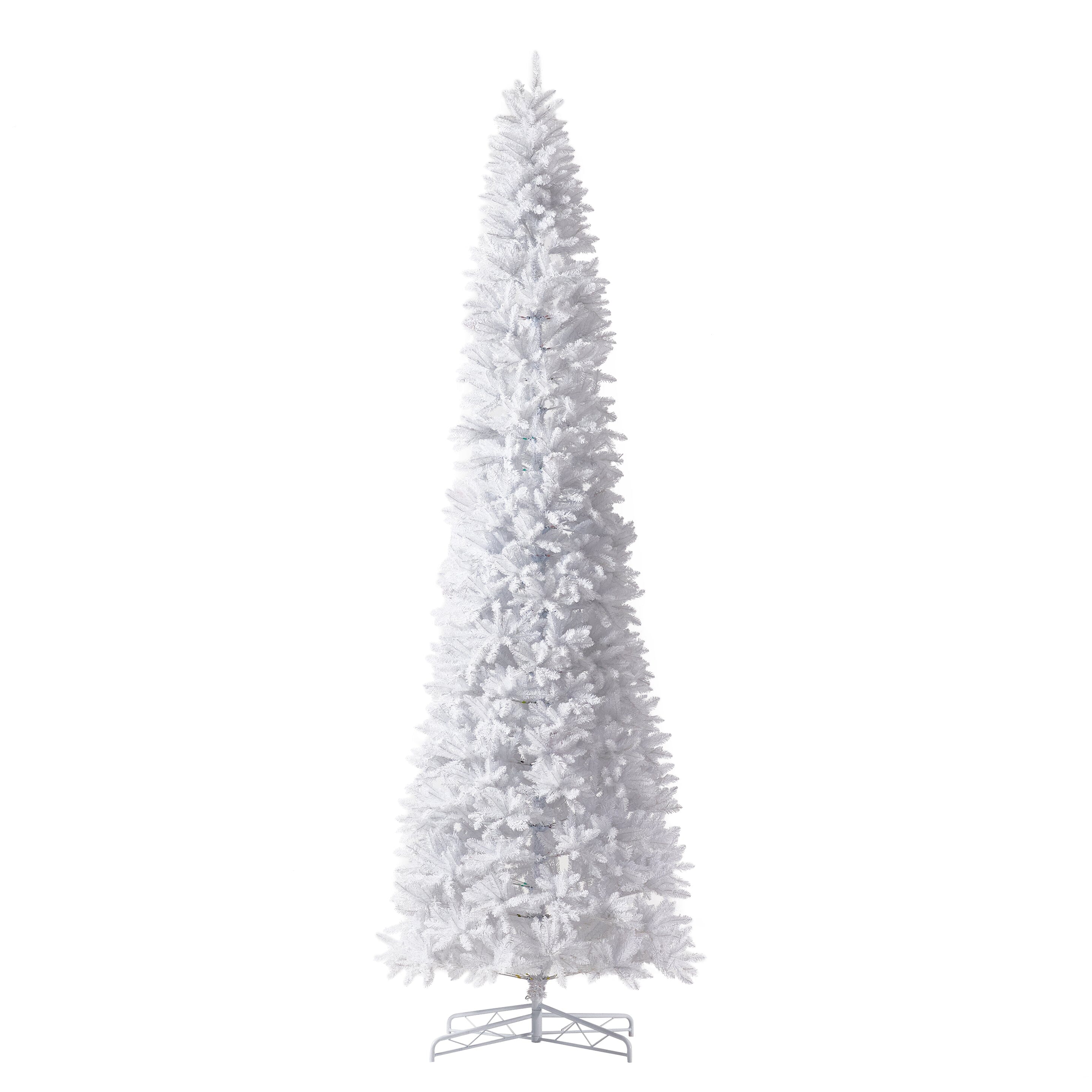 13' Slim White Artificial Christmas Tree with 1350 Warm White LED Lights and 3924 Bendable Branches