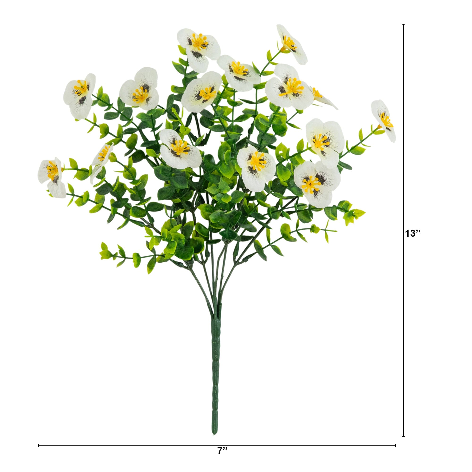 13in. UV Resistant Artificial Pansy Bush (Indoor/Outdoor) - Set of 12