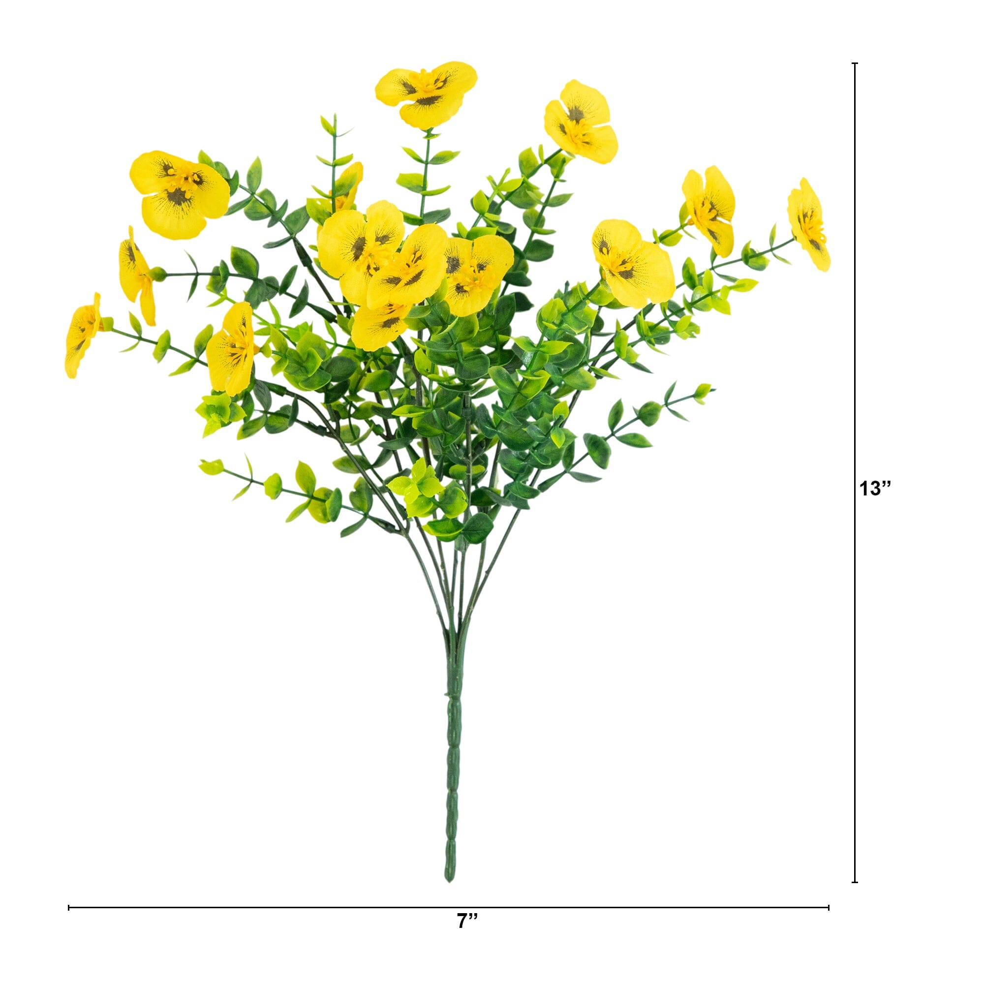 13in. UV Resistant Artificial Pansy Bush (Indoor/Outdoor) - Set of 12