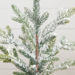 14”  Artificial Flocked Fir Christmas Tree in Woven Basket