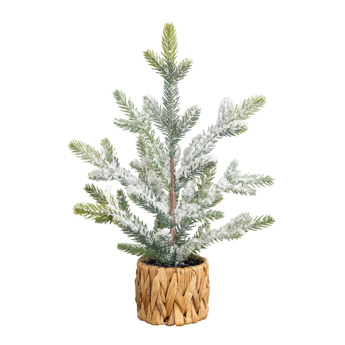 14”  Artificial Flocked Fir Christmas Tree in Woven Basket