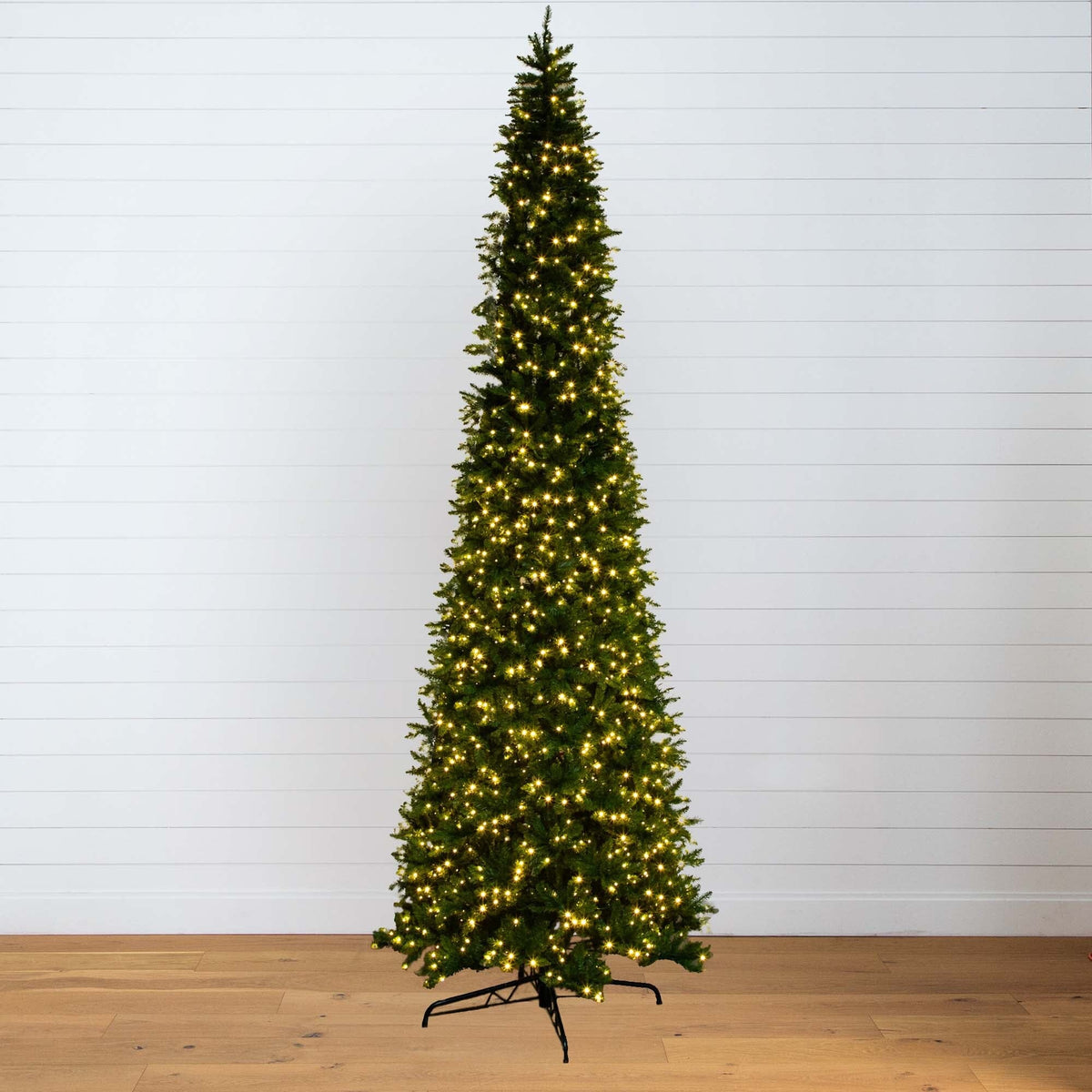 14' Artificial Slim Green Mountain Pine Christmas Tree with 1600 Warm White LED Lights