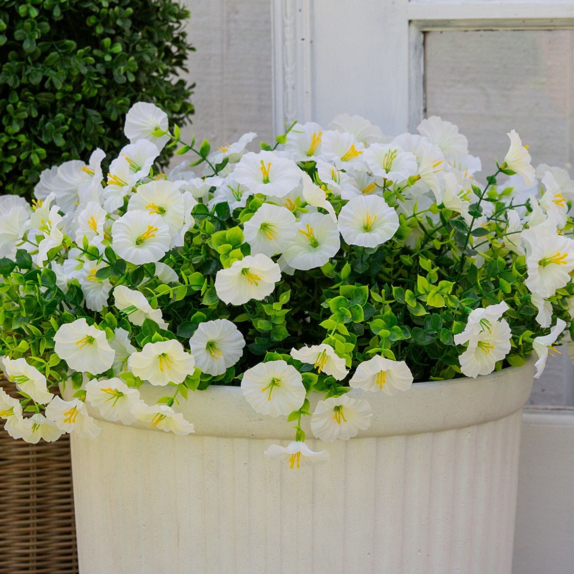 14" UV Resistant Artificial Morning Glory Bush (Indoor/Outdoor) - Set of 12
