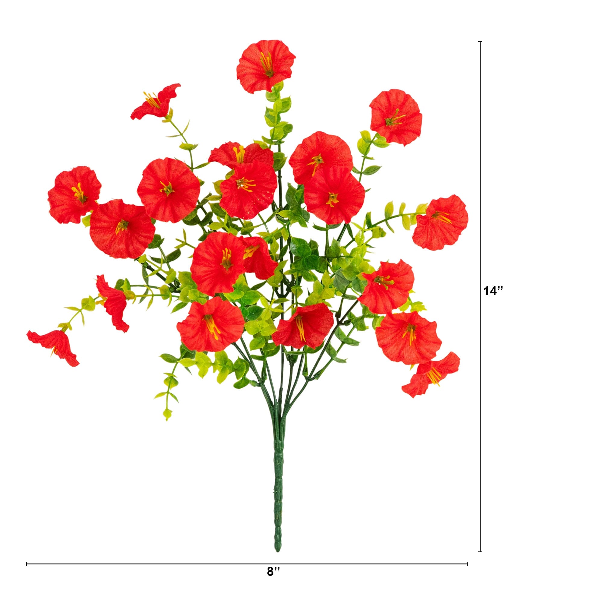 14" UV Resistant Artificial Morning Glory Bush (Indoor/Outdoor) - Set of 12