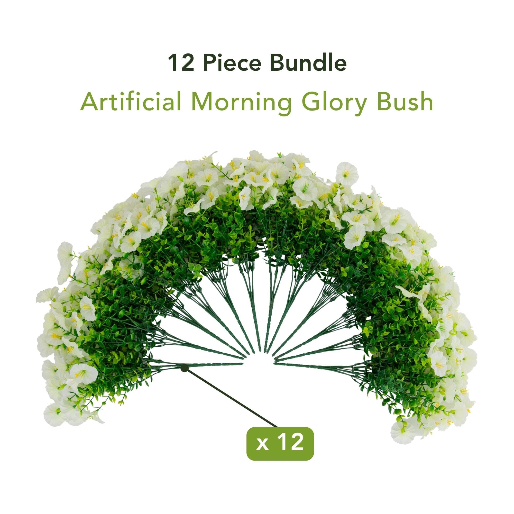 14" UV Resistant Artificial Morning Glory Bush (Indoor/Outdoor) - Set of 12